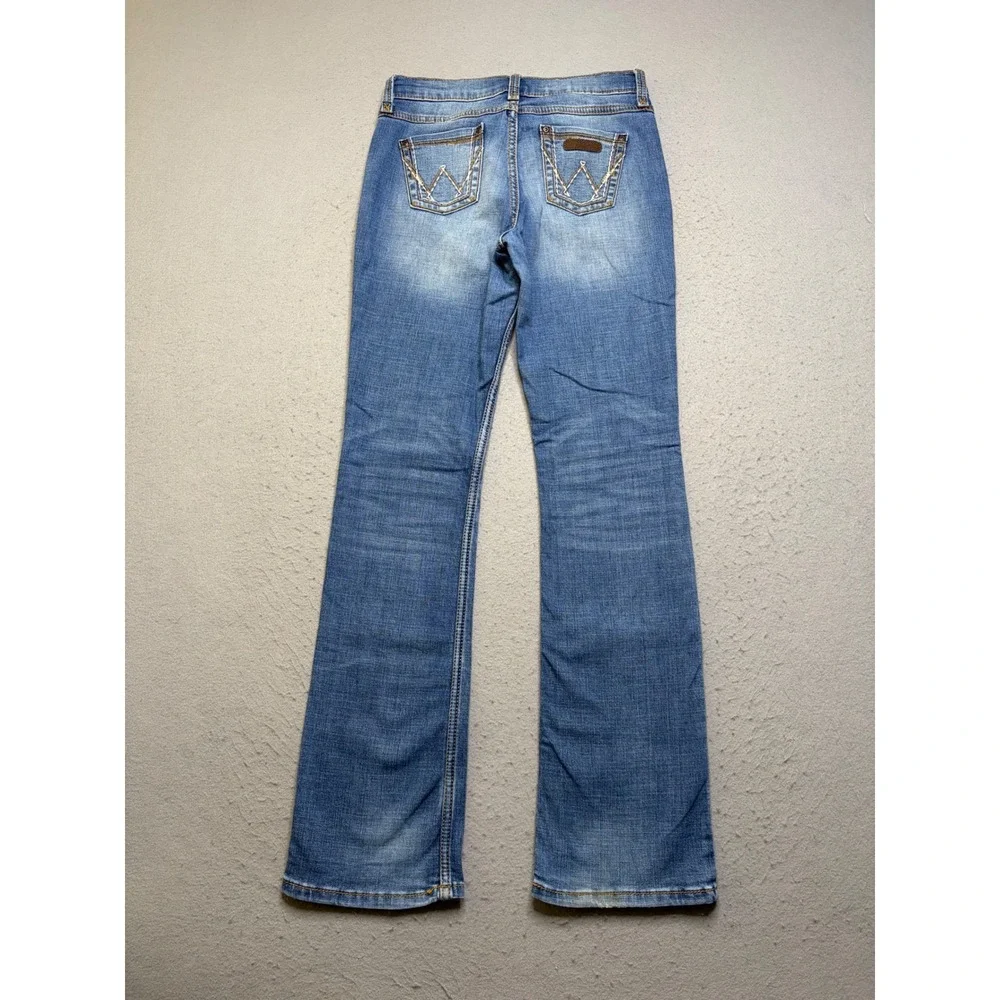 Wrangler Jeans Girls Size 14 Regular Blue Bootcut Adjustable Waist Stretch Denim